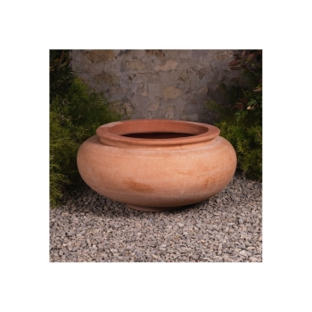 Preview: Bauchiger Impruneta Pflanzkübel - Cachepot Liscio Con Bordino